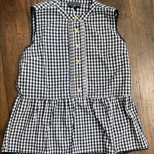 Duffield Lane gingham checked peplum sleeveless top